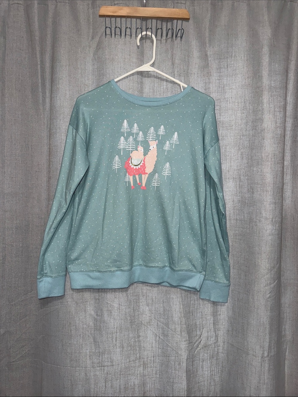 LC Lauren Conrad Llama Mint Green Pullover Pajama Top